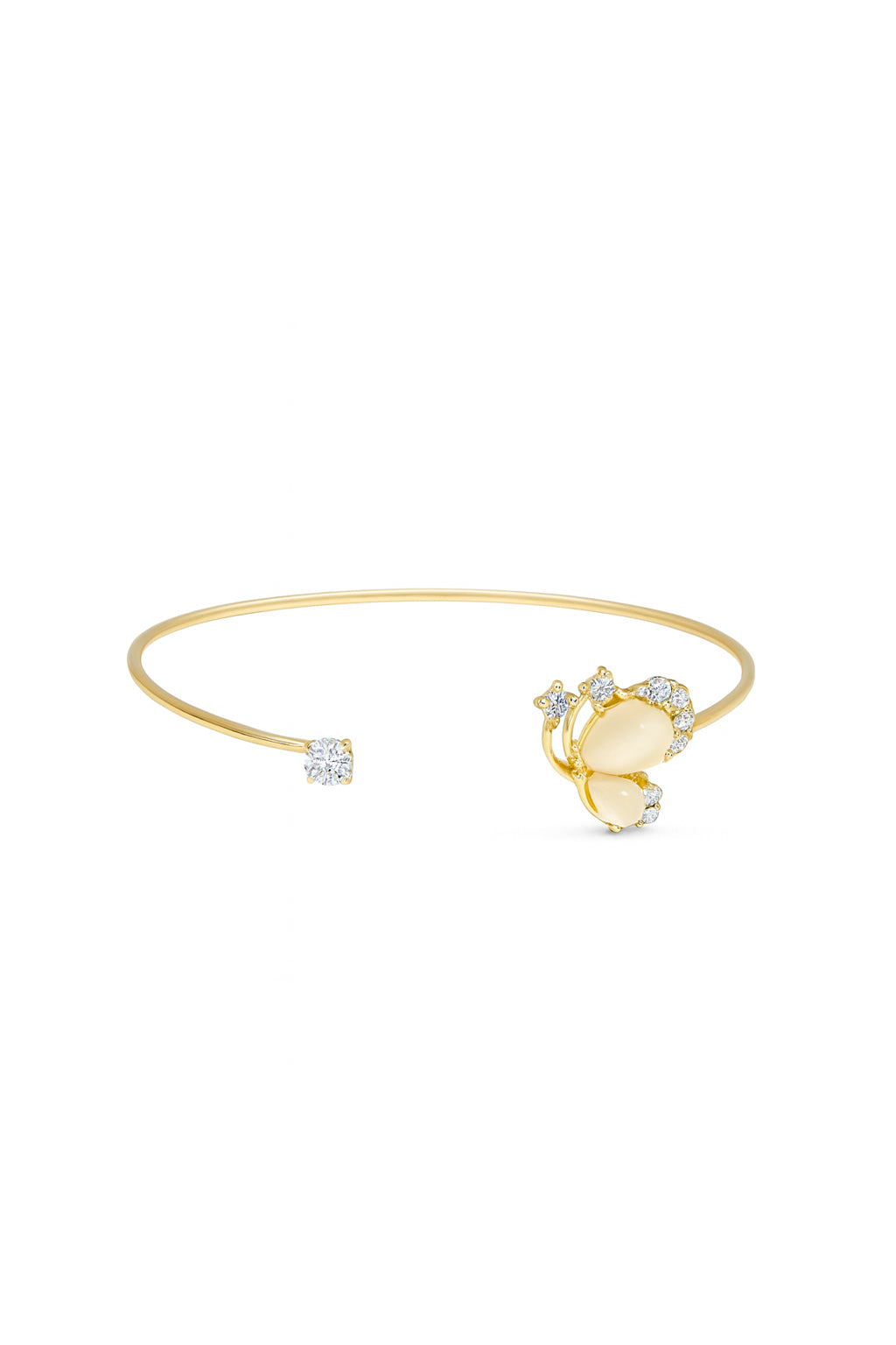 Jewello delicate gold-plated floral design with white stone stud Adjustable cuff bracelet, Kada bracelet for women and girls.