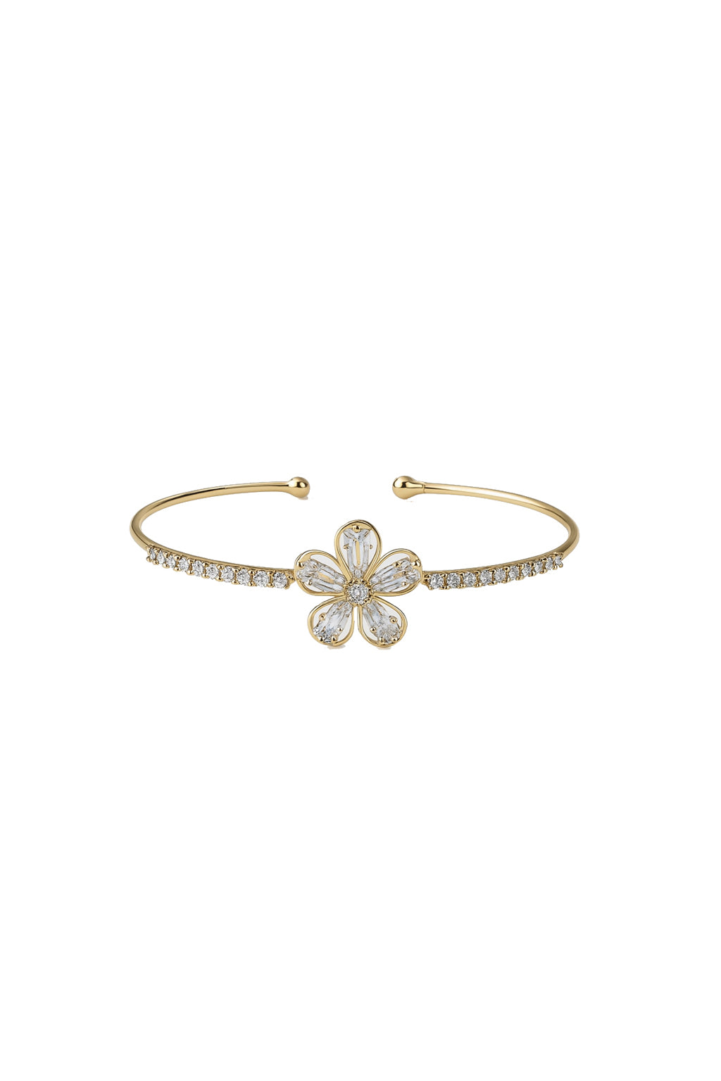 Jewello fancy gold-plated floral design with cubic zirconia stud Adjustable cuff bracelet, Kada bracelet for women and girls.
