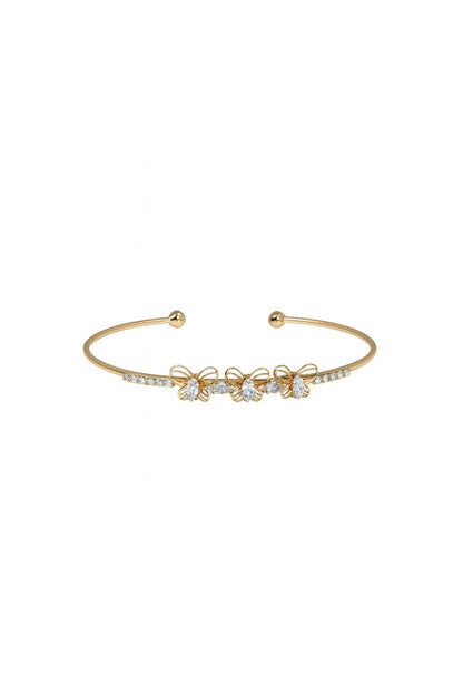 Jewello fancy gold-plated butterfly design with shimmering white stone stud Adjustable cuff bracelet, Kada bracelet for women and girls.