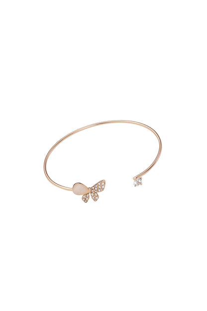 Jewello delicate rose gold-plated butterfly design with shimmering white stone stud cuff bracelet, Kada bracelet for women and girls.