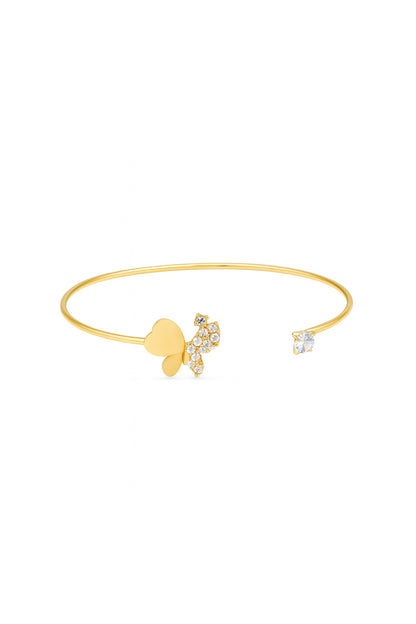 Jewello delicate gold plated with shimmering white stone stud cuff bracelet, Kada bracelet for women and girls.
