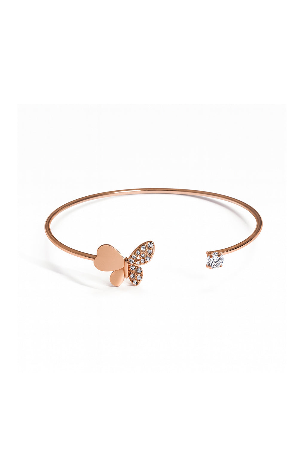 Jewello elegance rose gold plated and shimmering white stone stud cuff bracelet, kada bracelet for women and girls.