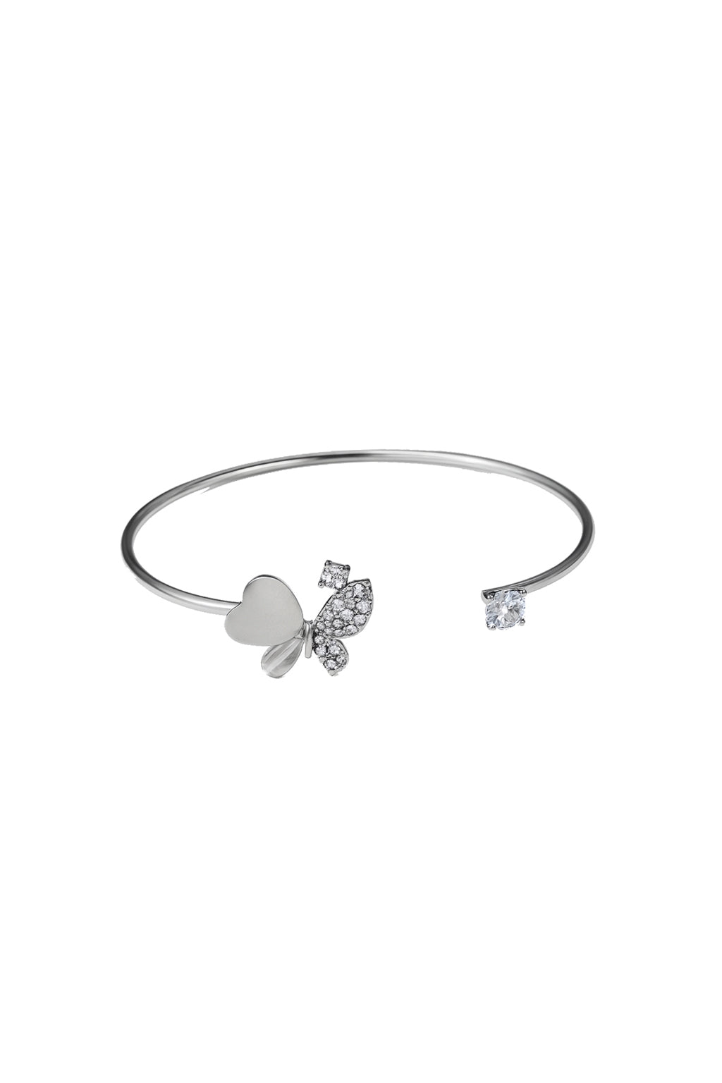 Jewello delicate silver plated with shimmering white stone stud cuff bracelet, Kada bracelet for women and girls.