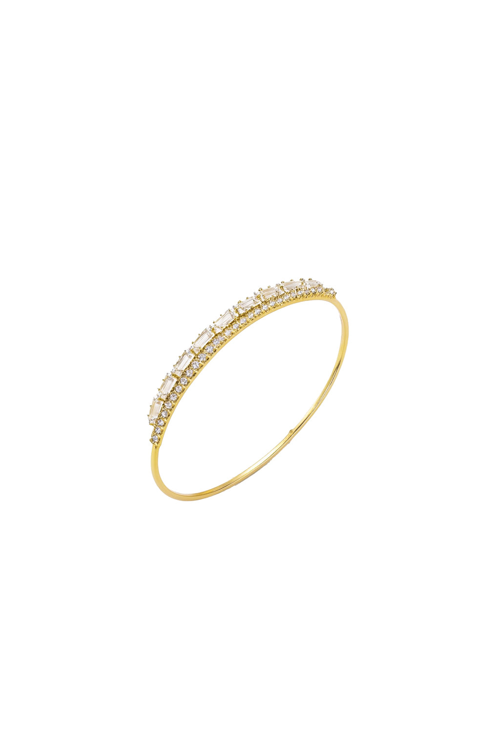 Jewello stylish gold plated with cubic zirconia stud cuff bracelet, kada bracelet for women and girls.
