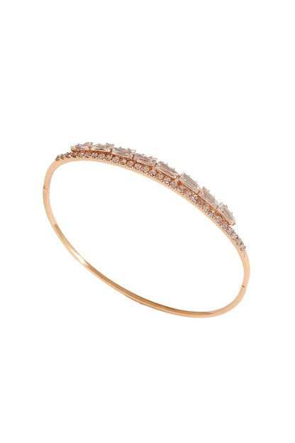 Jewello trendy rose gold plated with cubic zirconia stud cuff bracelet, Kada bracelet for women and girls.