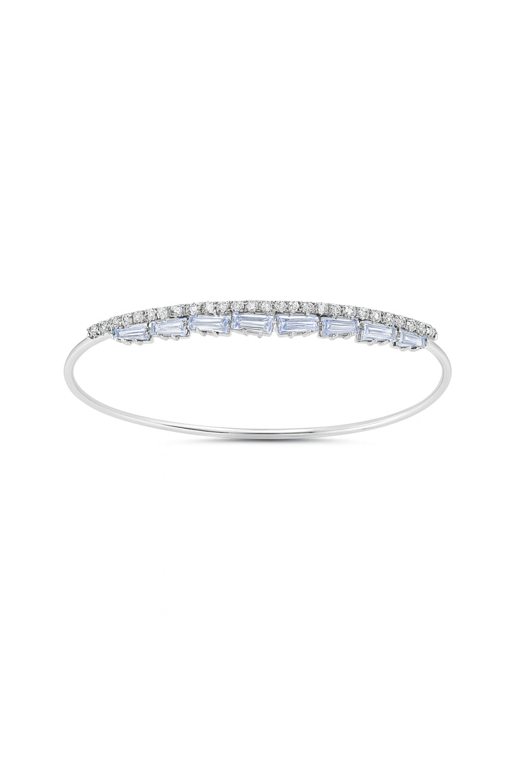 Jewello delicate silver plated with cubic zirconia stud cuff bracelet, Kada bracelet for women and girls.