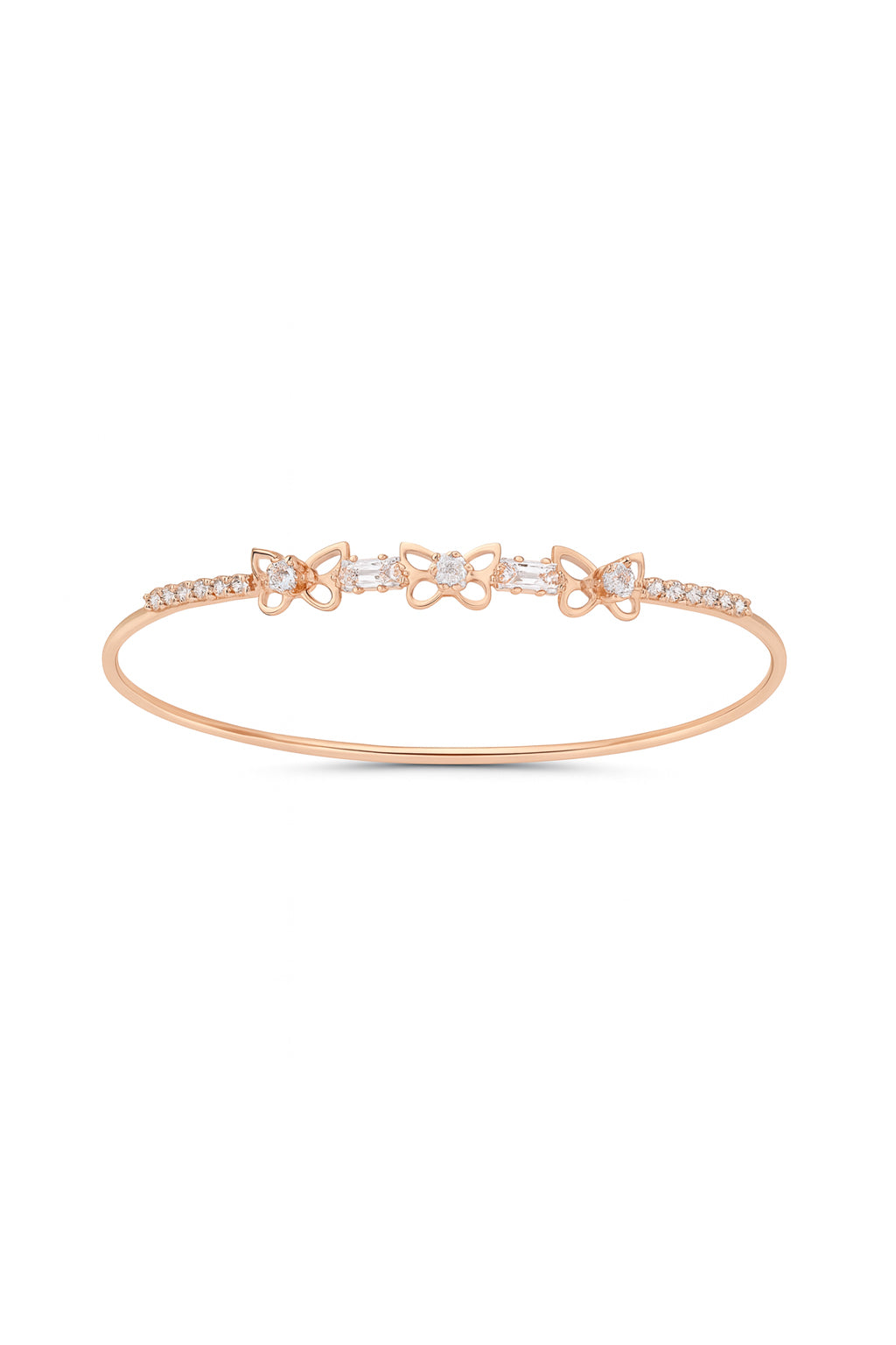 Jewello trendy rose gold plated with shimmering stone stud cuff bracelet, Kada bracelet for women and girls.