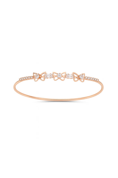 Jewello trendy rose gold plated with shimmering stone stud cuff bracelet, Kada bracelet for women and girls.