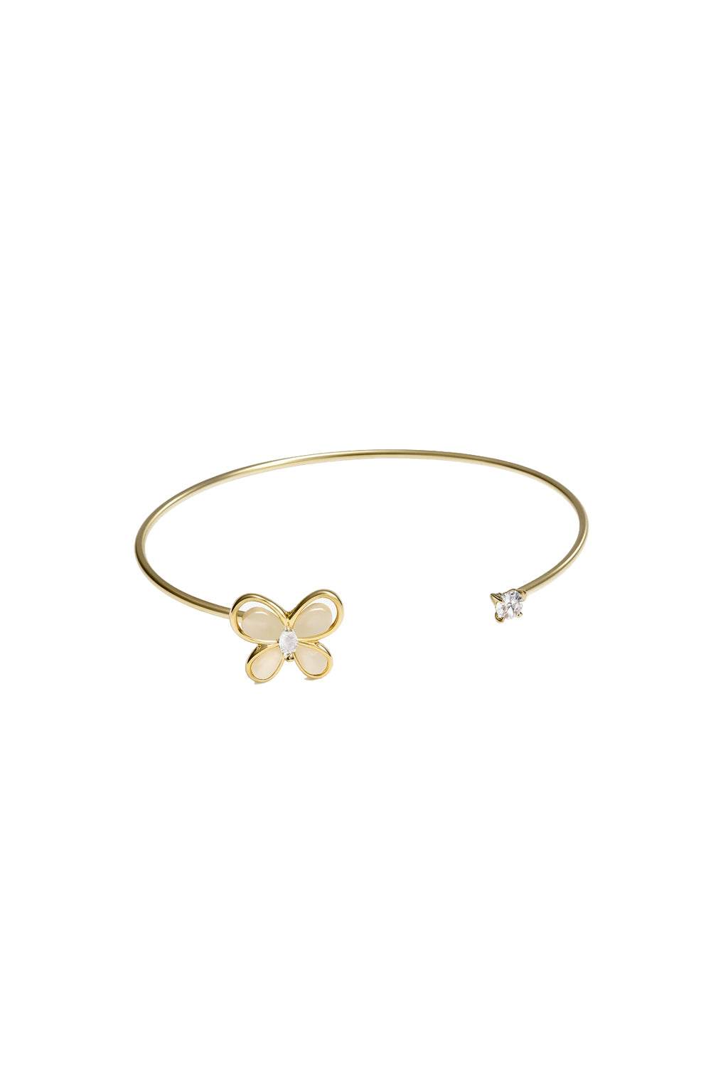 Jewello elegance gold plated floral design with shimmering white stone stud cuff bracelet, Kada bracelet for women and girls.