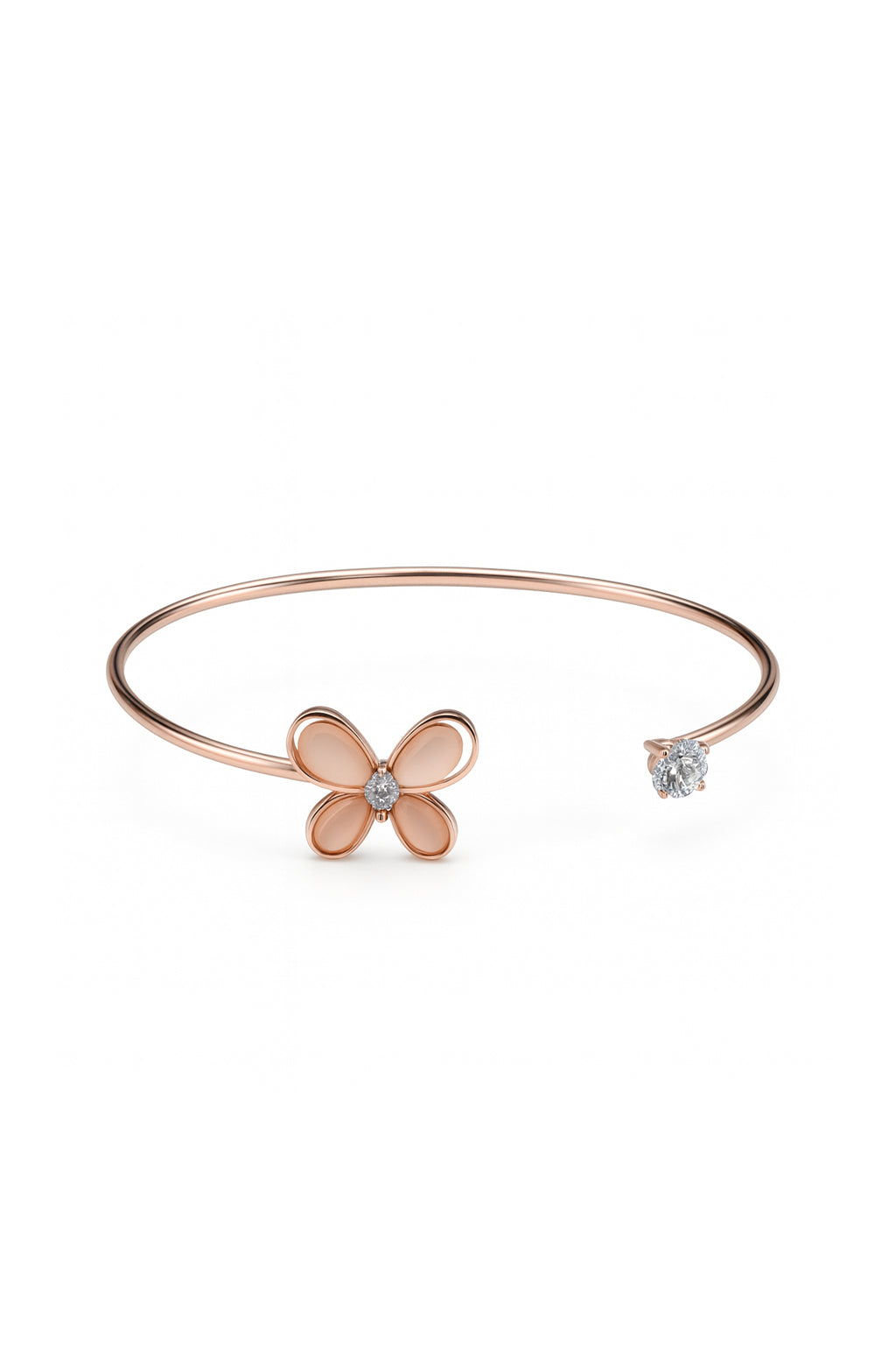 Jewello beautiful rose gold plated with shimmering white stone stud cuff bracelet, Kada bracelet for women and girls.