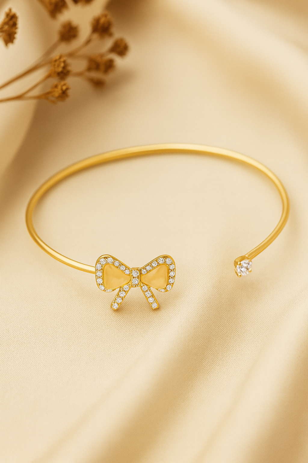 Jewello fashionable gold plated with shimmering golden stone stud cuff bracelet, Kada bracelet for women and girls.