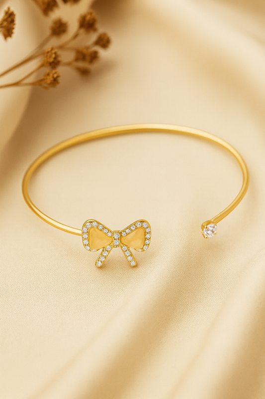 Jewello fashionable gold plated with shimmering golden stone stud cuff bracelet, Kada bracelet for women and girls.