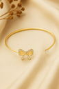 Jewello fashionable gold plated with shimmering golden stone stud cuff bracelet, Kada bracelet for women and girls.