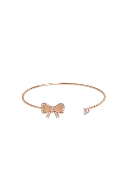 Jewello delicate rose gold plated with shimmering rose gold stone stud cuff bracelet, Kada bracelet for women and girls.