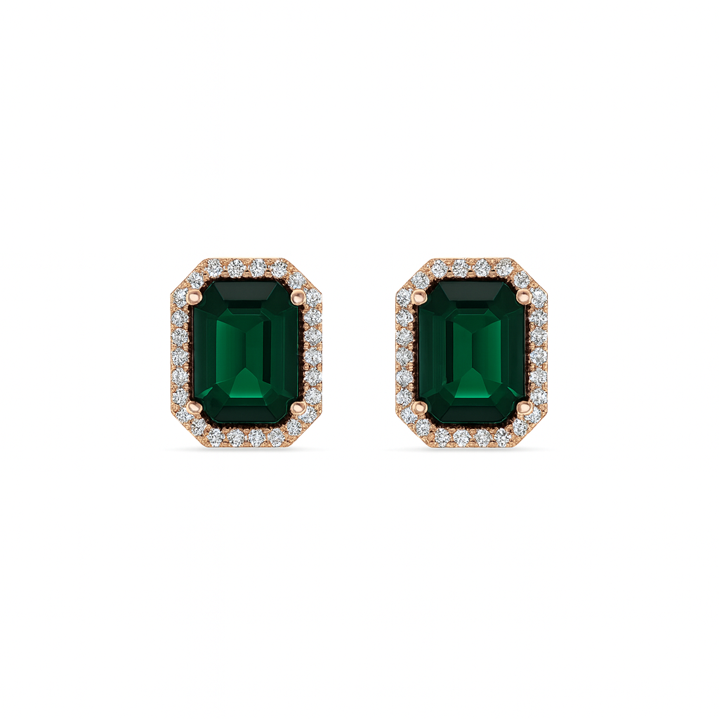 Jewello's trendy gold plated with green stone stud sterling chain pendant, earring, finger ring set for women and girls.