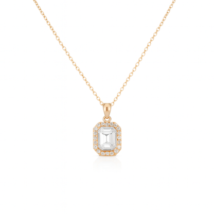 Jewello elegant gold plated with shimmering white stone stud chain pendant, set for women and girls.