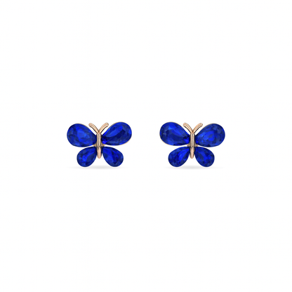 Jewello adorable gold-plated butterfly design with shimmering blue stone stud chain pendant, set for women and girls.