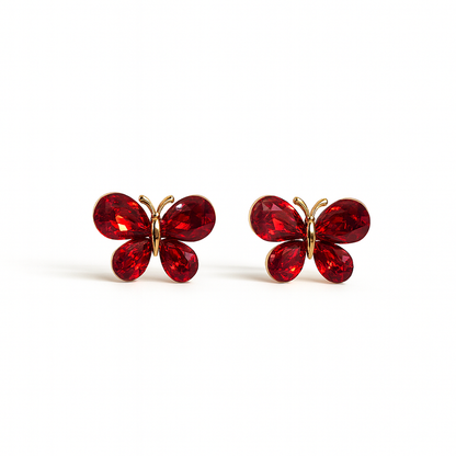Jewello graceful butterfly design with shimmering red stone stud chain pendant, set for women and girls.