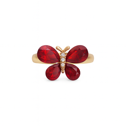 Jewello graceful butterfly design with shimmering red stone stud chain pendant, set for women and girls.
