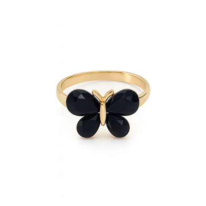 Jewello Amazing gold plated with butterfly design and black stone stud chain pendant set for women and girls.