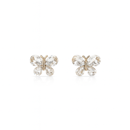 Jewello elegant gold-plated butterfly design with shimmering white stone stud chain pendant set for women and girls.