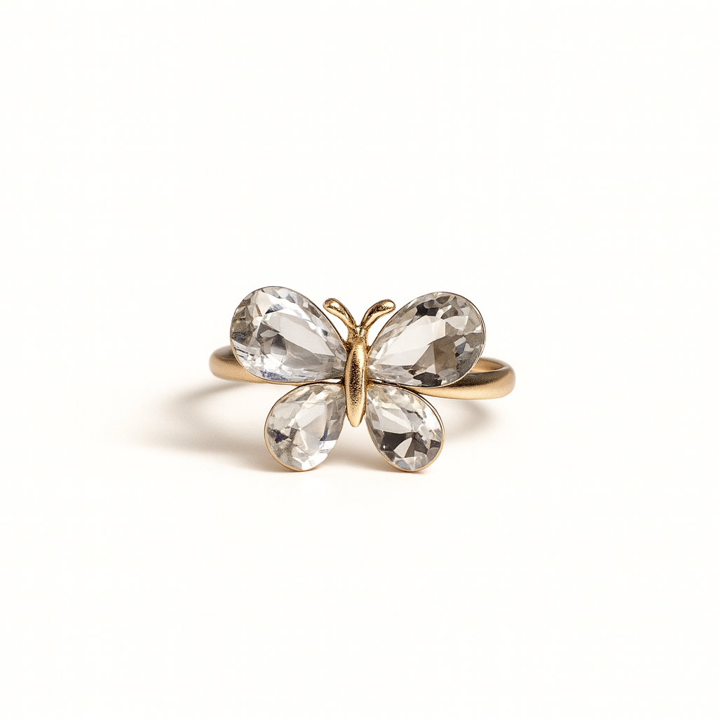 Jewello elegant gold-plated butterfly design with shimmering white stone stud chain pendant set for women and girls.