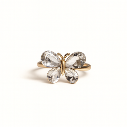 Jewello elegant gold-plated butterfly design with shimmering white stone stud chain pendant set for women and girls.