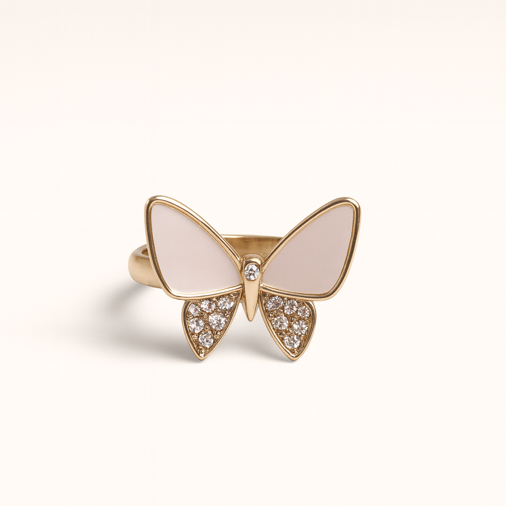 Jewello gorgeous gold-plated butterfly design with pink and shimmering white stone stud chain pendant, set for women and girls.