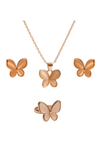 Jewello fancy gold plated floral design with light white stone stud chain pendant set for women and girls.