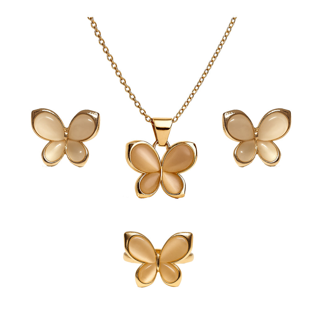 Jewello fancy gold plated floral design with light white stone stud chain pendant set for women and girls.