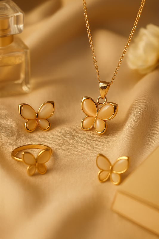 Jewello elegant rose gold-plated floral design with pink stone stud chain pendant set for women and girls.