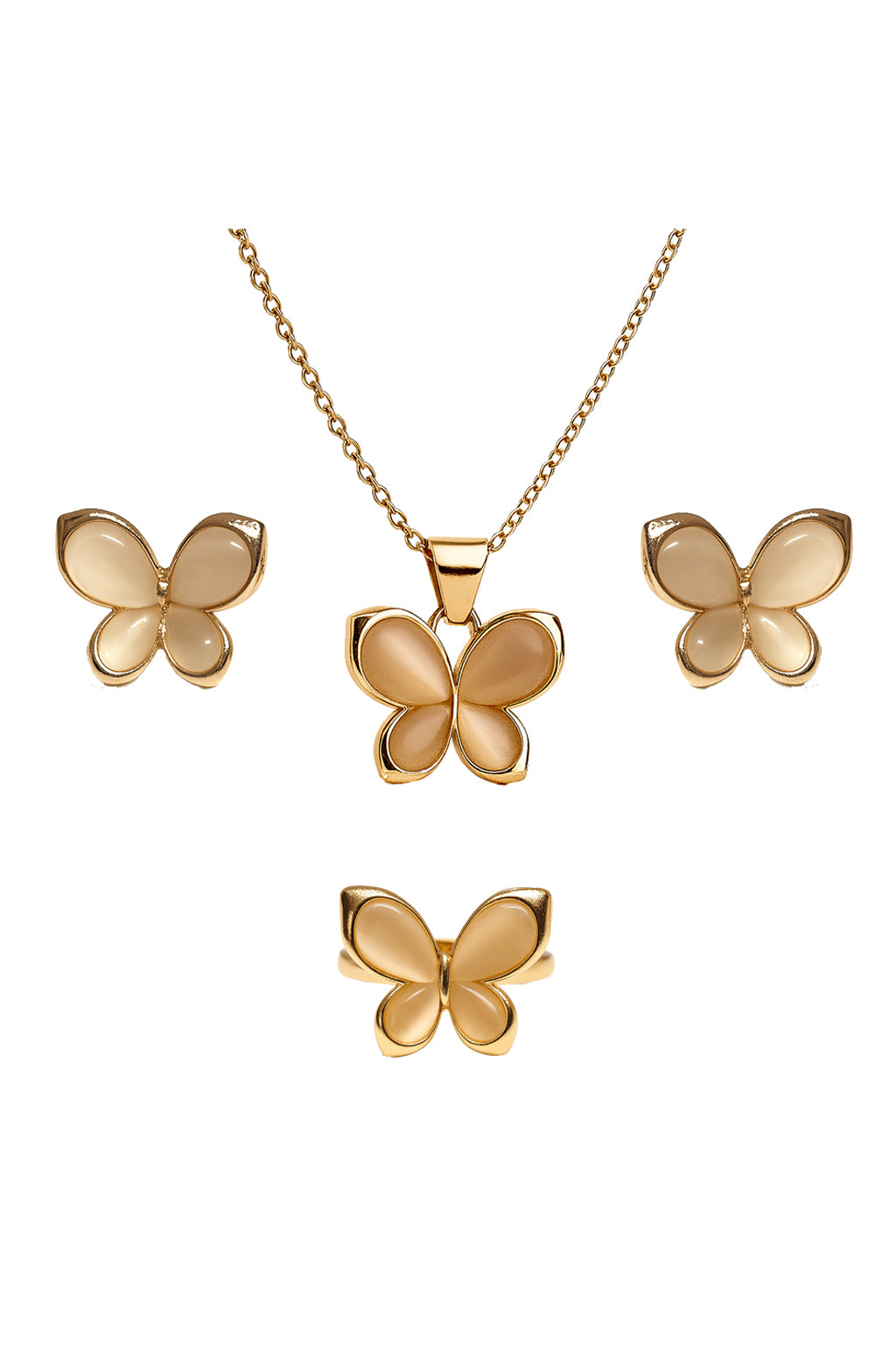 Jewello elegant rose gold-plated floral design with pink stone stud chain pendant set for women and girls.