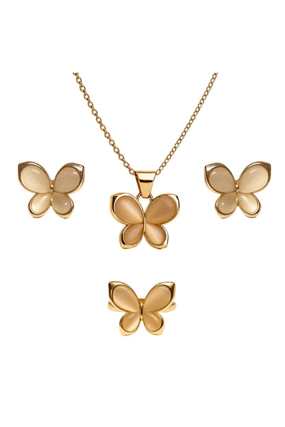 Jewello elegant rose gold-plated floral design with pink stone stud chain pendant set for women and girls.