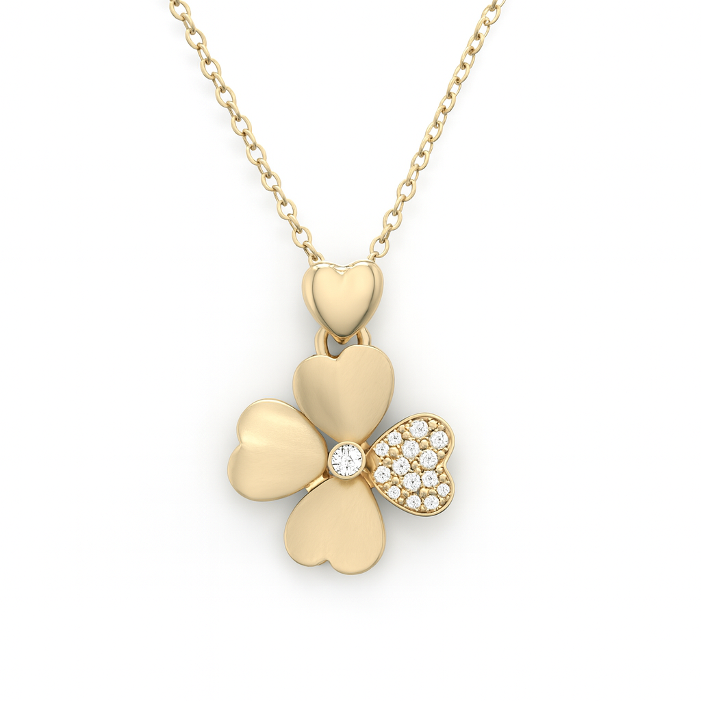 Jewello elegant gold-plated floral design with white stone and American diamond stud chain pendant set for women and girls.