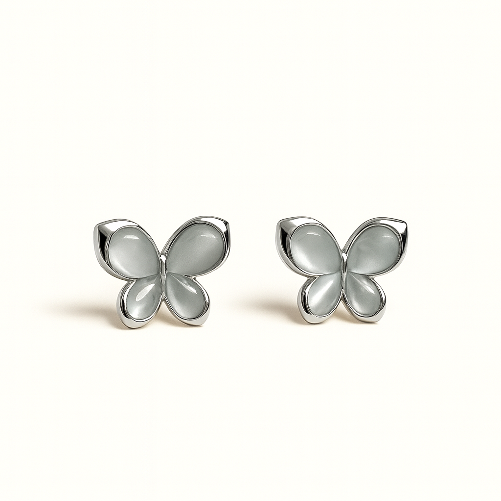 Jewello stylish silver-plated butterfly design with white stone stud chain pendant set for women and girls.