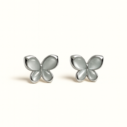 Jewello stylish silver-plated butterfly design with white stone stud chain pendant set for women and girls.