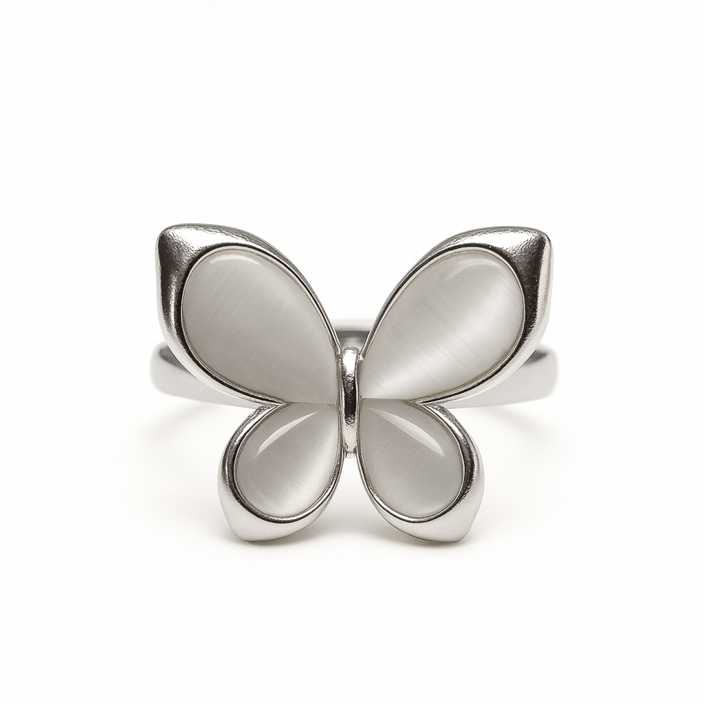 Jewello stylish silver-plated butterfly design with white stone stud chain pendant set for women and girls.