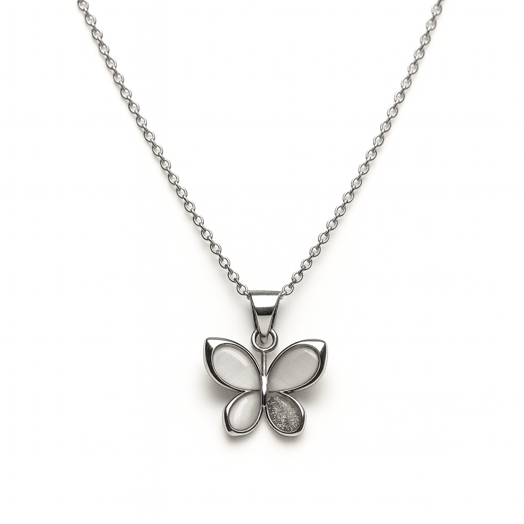 Jewello stylish silver-plated butterfly design with white stone stud chain pendant set for women and girls.