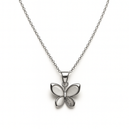 Jewello stylish silver-plated butterfly design with white stone stud chain pendant set for women and girls.