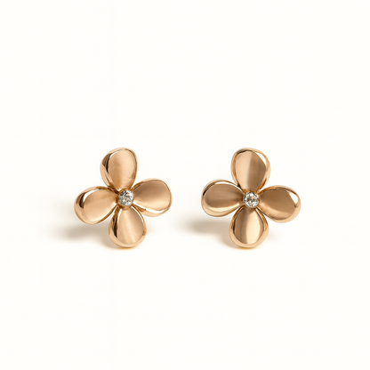 Jewello fashionable rose gold plated floral design with light white stone stud chain pendant set for women and girls.