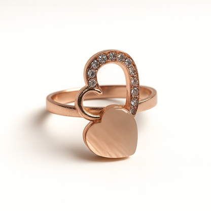 Jewello elegant rose gold-plated heart design with light white stone with American diamond stud chain pendant set for women and girls.