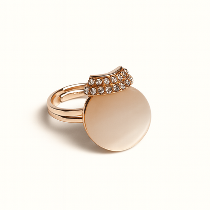 Jewello Adorable rose gold-plated round shape design with light white stone stud chain pendant set for women and girls.