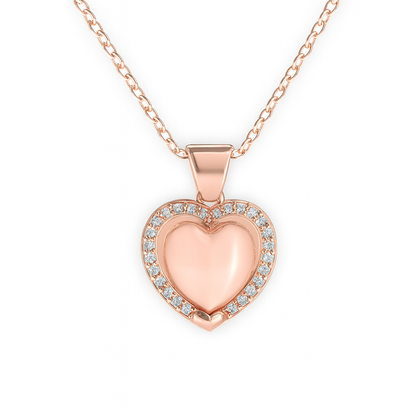 Jewello trendy rose gold-plated heart design with shimmering whit stone stud chain pendant set for women and girls.
