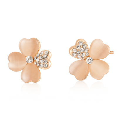 Jewello amazing rose gold plated floral design with shimmering white stone stud chain pendant set for women and girls