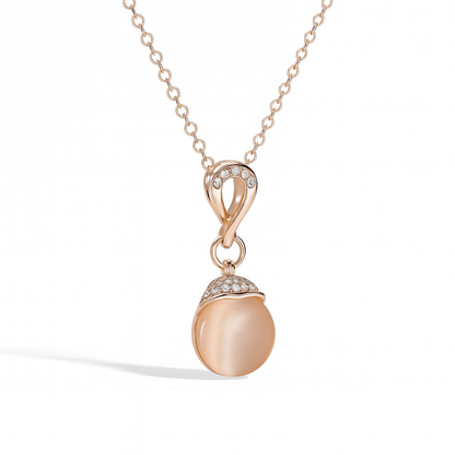Jewello delicate rose gold plated with shimmering white stone stud pendant chain set for women and girls.
