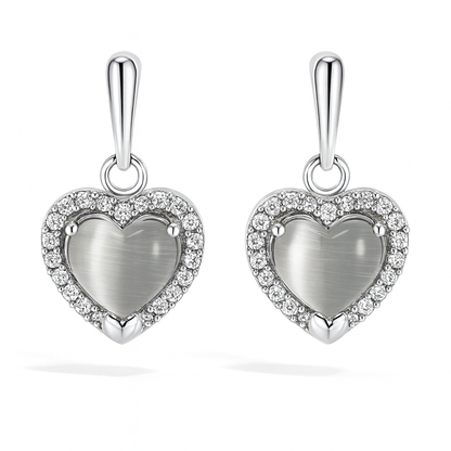 Jewello elegant silver-plated heart design with white stone stud sterling chain pendant set for women and girls.