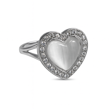 Jewello elegant silver-plated heart design with white stone stud sterling chain pendant set for women and girls.