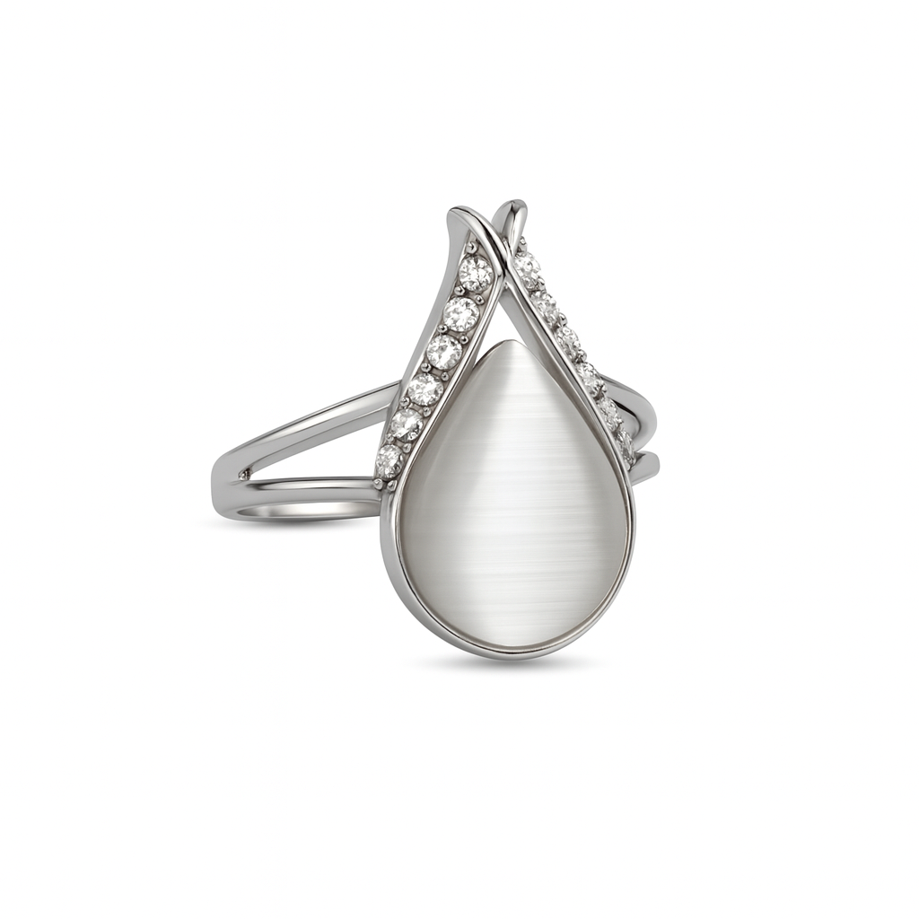 Jewello fashionable silver-plated drop design with white stone stud chain pendant set for women and girls.