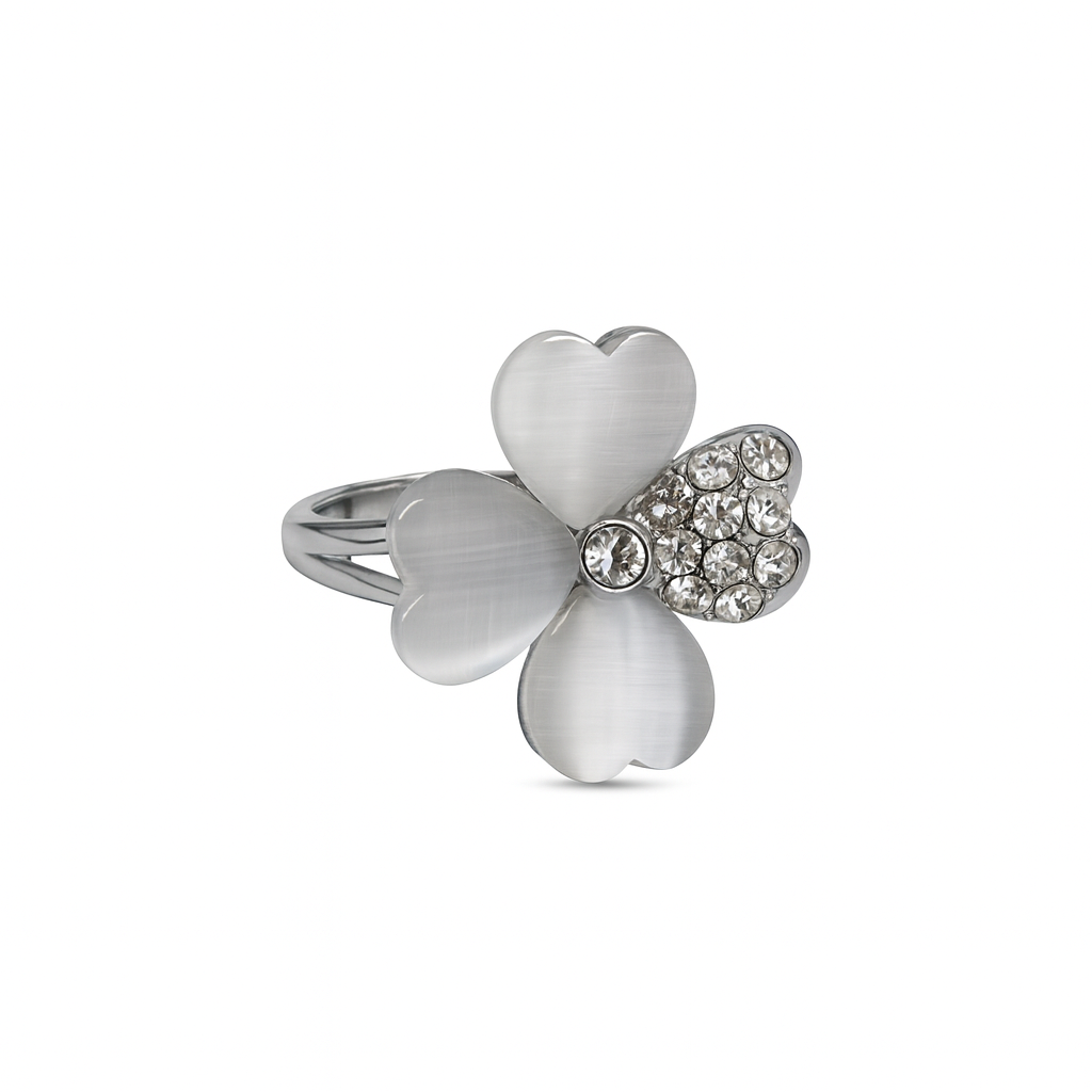Jewello trendy silver-plated floral design with shimmering white stone stud pendant set for women and girls.