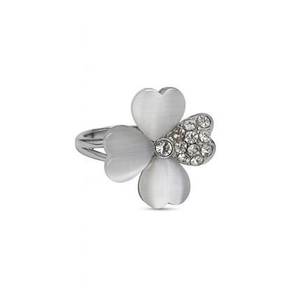 Jewello trendy silver-plated floral design with shimmering white stone stud pendant set for women and girls.